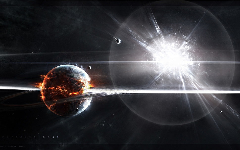 galaxy paintign, space, explosion HD wallpaper