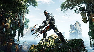 ranger holding bow illustration, Crysis 3, video games