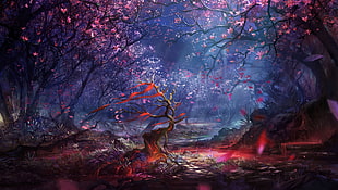 black tree painting HD wallpaper