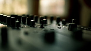 close-up photography of audio mixer