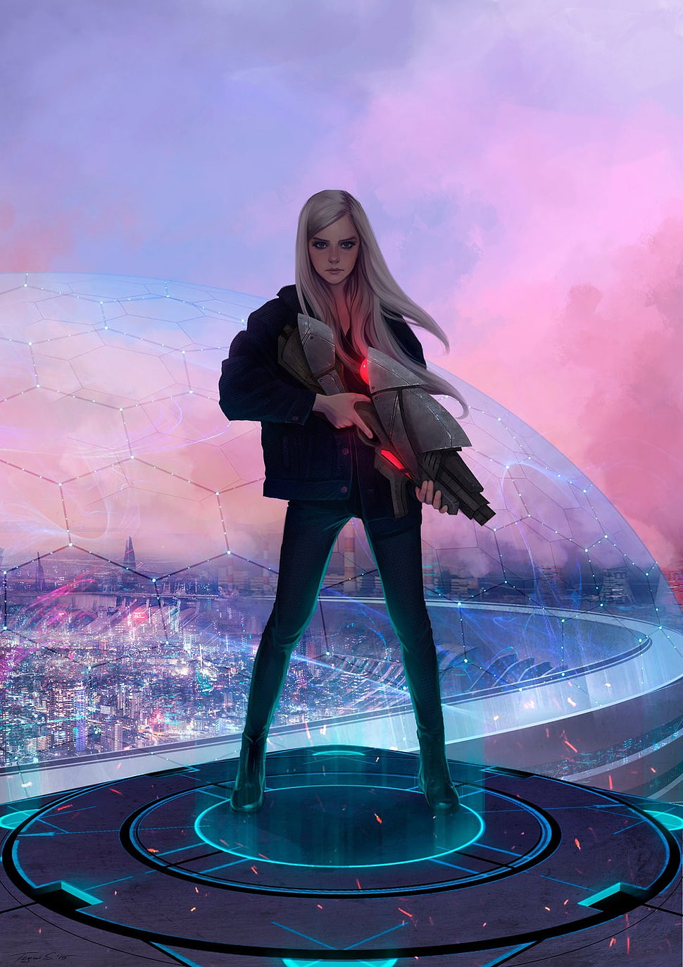 female character in black jacket illustration, science fiction, artwork HD wallpaper