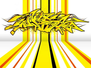black and yellow graffiti, graffiti