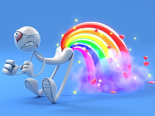 photo of cartoon character with rainbow tail HD wallpaper