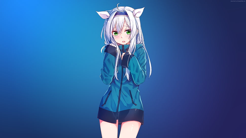 female anime character wearing jacket digital wallpaper HD wallpaper