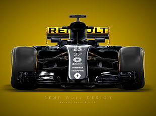 black and yellow Renault formula 1