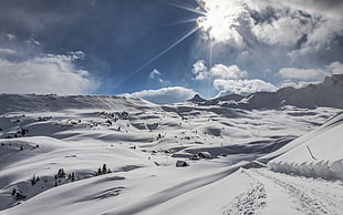 snowy mountain, nature, landscape, winter HD wallpaper