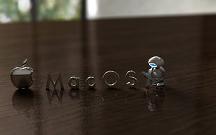 selective focus photography of silver-colored Apple Mac OS X freestanding mini letters