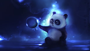 Panda holding bobble illustration
