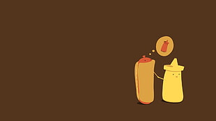 mustard and hotdog illustration, minimalism