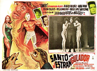 man wearing cape illustration, Santo vs el Estrangulador, Film posters, B movies, Lucha Libre