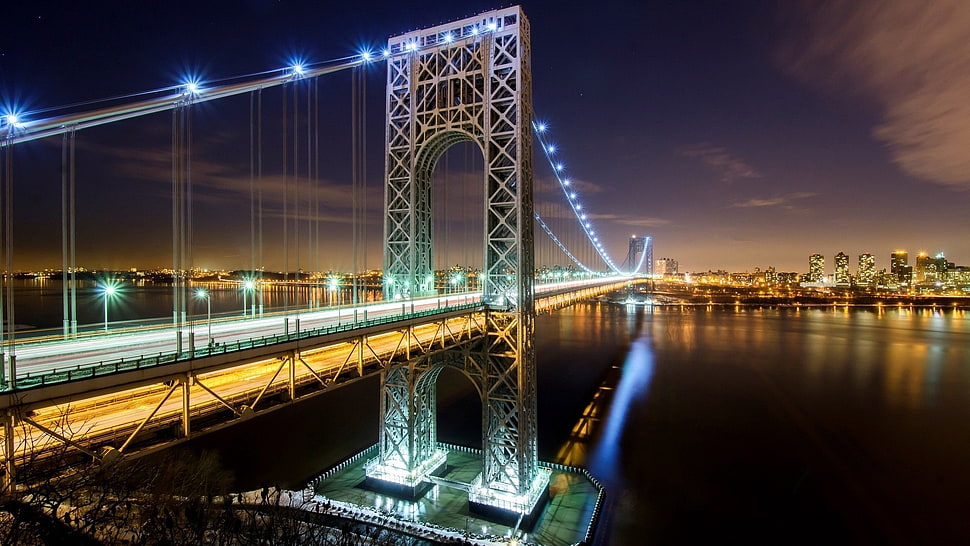 gray suspension bridge, bridge, New York City, cityscape, George Washington Bridge HD wallpaper