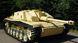 yellow and black war tank, army, Stug III, tank, World War II