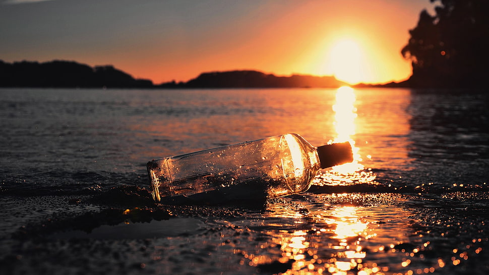 impossible bottle, sunset HD wallpaper