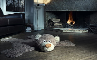 beige and white bear area rug, animals, teddy bears, humor, interior HD wallpaper