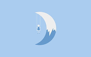 white and blue hanging moon clip art