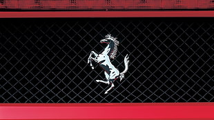 white horse stencil, Ferrari, logo, horse, car
