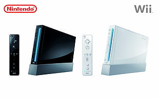 black and white Nintendo Wii game consoles, Wii, consoles, Nintendo, video games