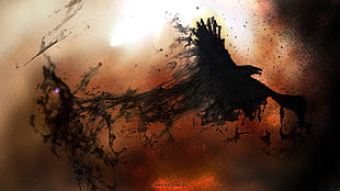 abstract painting, dark, crow, artwork, smoke HD wallpaper