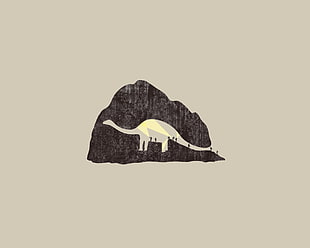 white dinosaur illustration, minimalism
