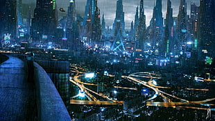 cyberpunk, cityscape, city, futuristic city HD wallpaper