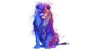 purple and pink lion illustration