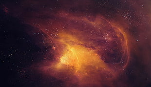 orange and brown galaxy, space, TylerCreatesWorlds, space art, digital art HD wallpaper