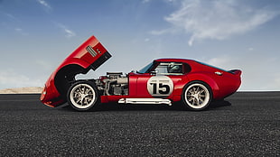 red coupe, car, Shelby Cobra Daytona
