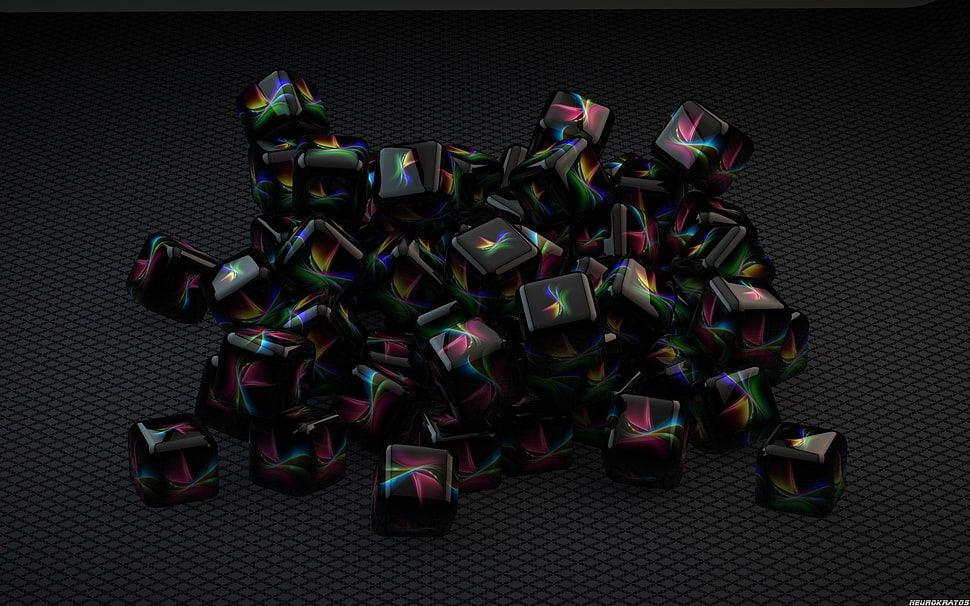 assorted-color cube stone lot, cube HD wallpaper