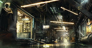game wallpaper, Deus Ex, cyberpunk, science fiction, futuristic