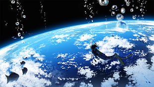 earth and bubbles wallpaper, Earth, fantasy art, anime
