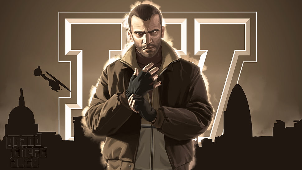 man in bomber jacket game character HD wallpaper