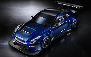 blue Nissan coupe, Nissan Skyline GT-R R35, car, Nissan, blue cars HD wallpaper