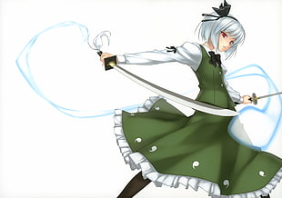animated girl character holding sword wallpaper