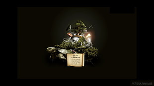 green island miniature, Desktopography, turtle, animals, digital art HD wallpaper