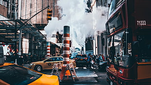 yellow car, New York City, buses, New York Taxi, taxi