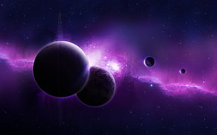 solar system illustration, space, galaxy, planet, Moon