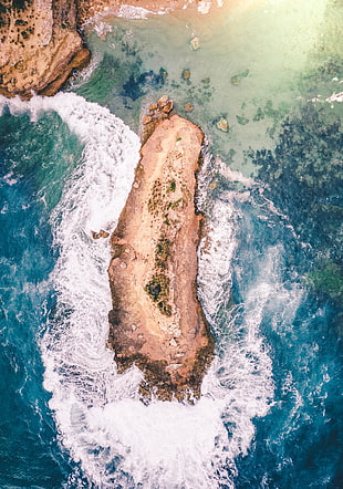 aerial view of island in middle of ocean, nature, water, island, drone photo