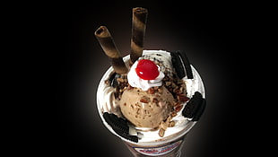 mudslide ice cream with cherry and wafers
