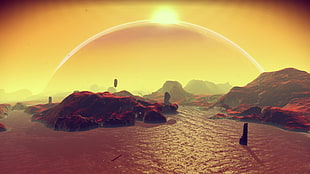 black and red fish, No Man's Sky, video games, low quality terrain HD wallpaper