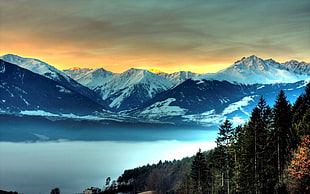 aerial photo of mountain alps background