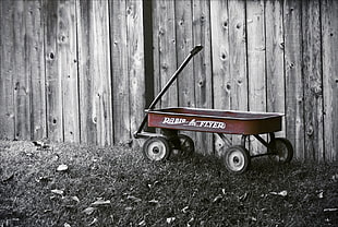 red Radio Flyer pull wagon, photography, selective coloring HD wallpaper