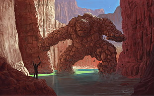 Fantastic Four Thing illustration, golem, artwork, fantasy art