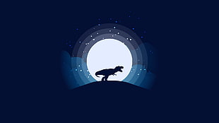 silhouette of T-Rex digital wallpaper, dinosaurs, Luna HD wallpaper