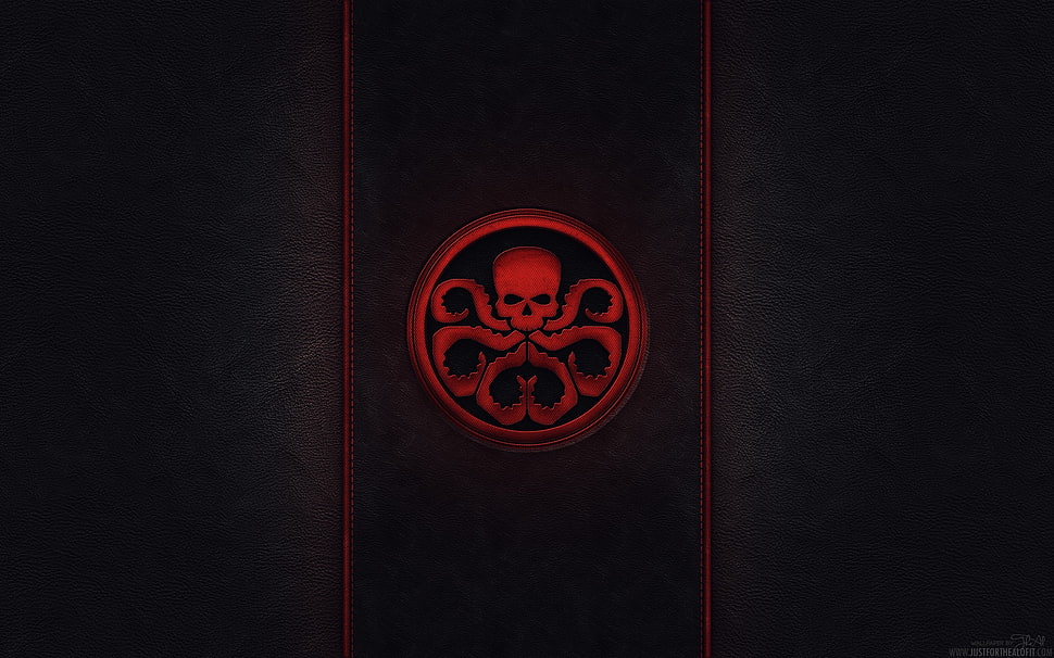 round red and black octopus skull logo, Captain America, logo, hydra HD wallpaper