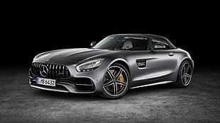 grey Mercedes-Benz coupe, car, mercedes amg gt roadster
