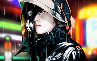 man wearing black hoodie character digital wallpaper