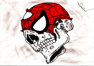 Spider-Man mask painting, skull, Spider-Man, death