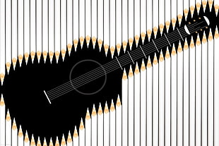 black guitar illustration HD wallpaper