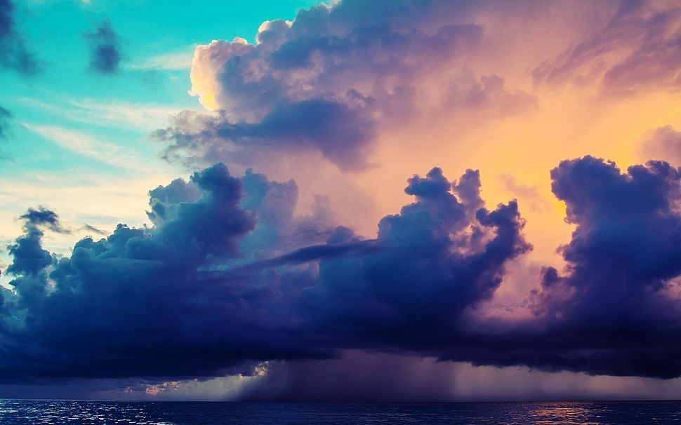 cloudy sky, photography, water, sea, sky HD wallpaper