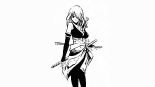 female samurai character sketch, original characters, katana HD wallpaper